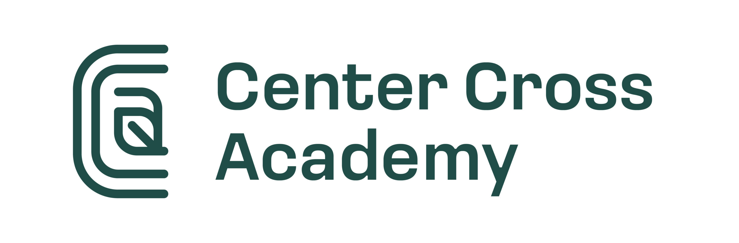 Logo for Center Cross Academy featuring a stylized letter C containing a leaf symbol.